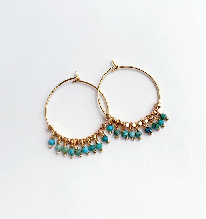 Turquoise Bohemian Fringe Hoops