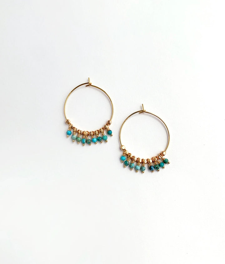 Turquoise Bohemian Fringe Hoops