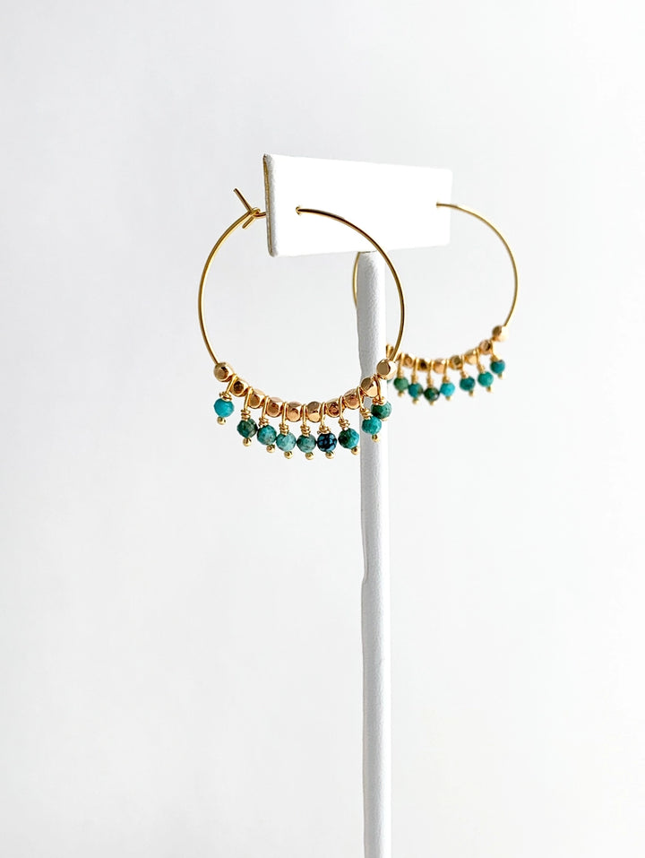 Turquoise Bohemian Fringe Hoops