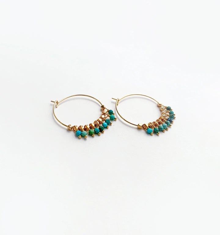 Turquoise Bohemian Fringe Hoops