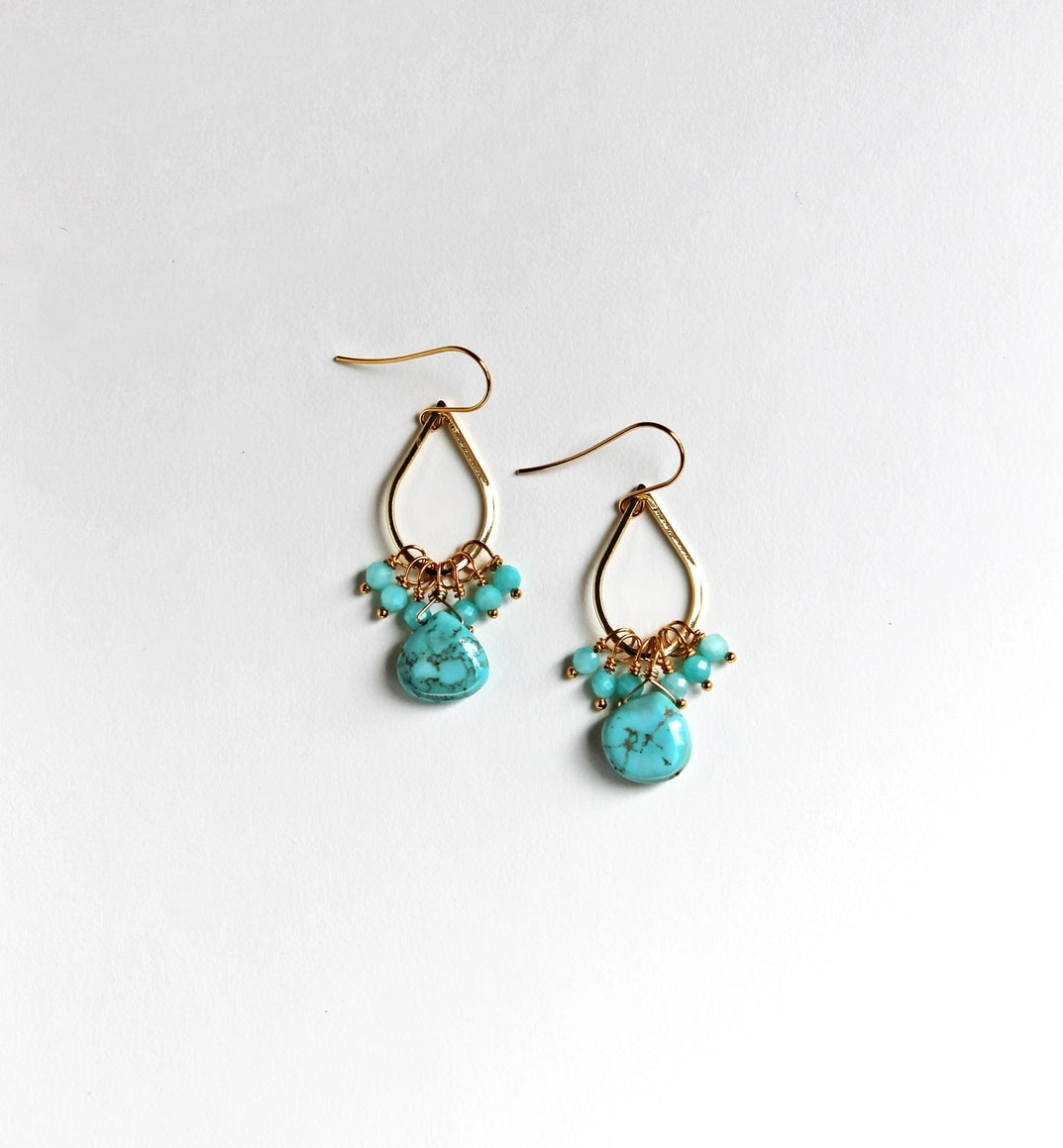 Turquoise & Amazonite Teardrop Chandelier Earrings