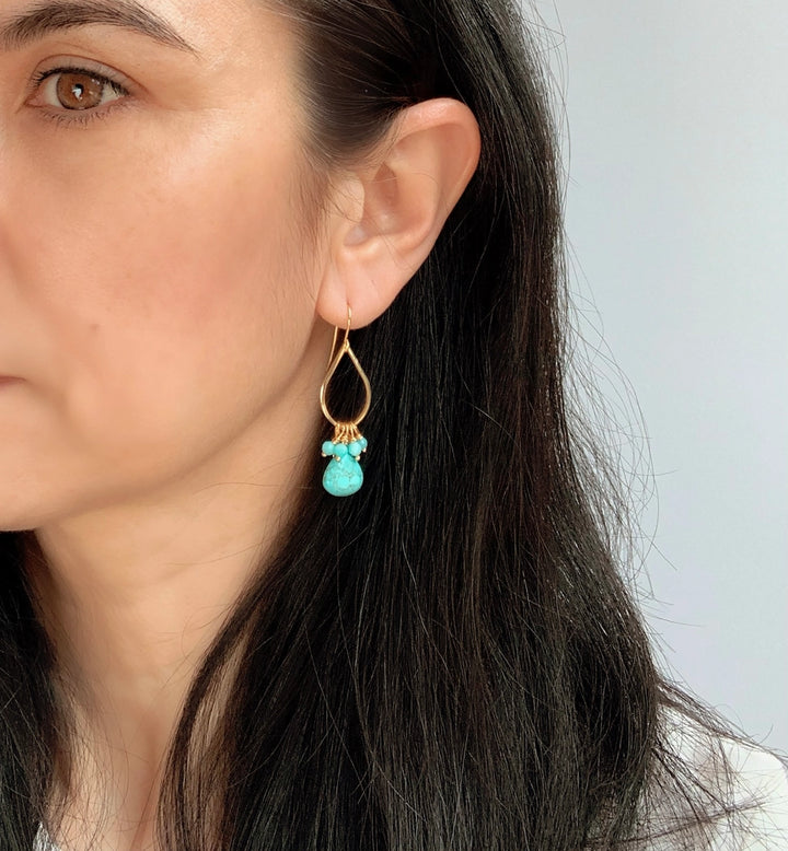 Turquoise & Amazonite Teardrop Chandelier Earrings