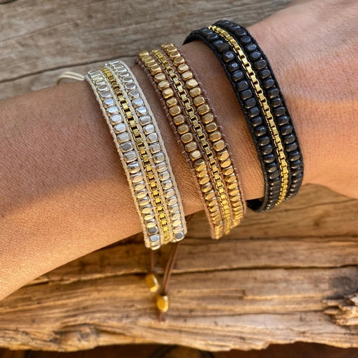 Beaded Bracelet - Silver & Gold