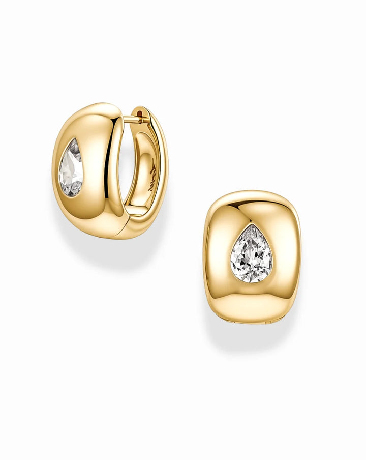 Chunky Pear CZ Huggie Hoops