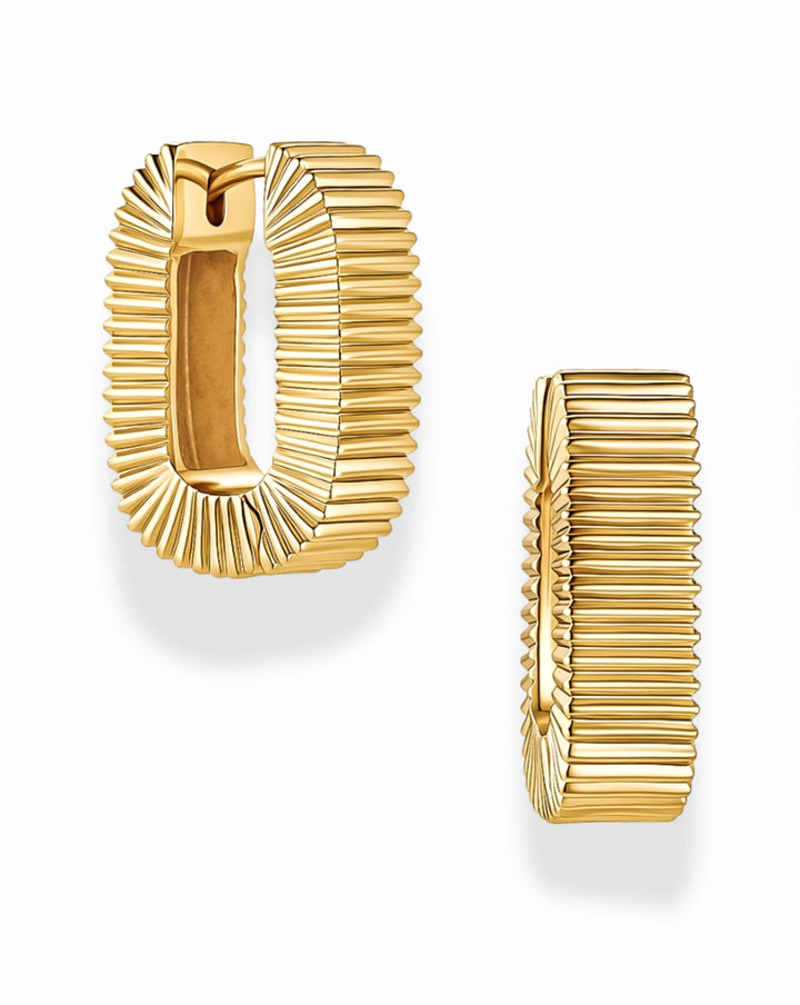 Elly Fluted Gold Hoops