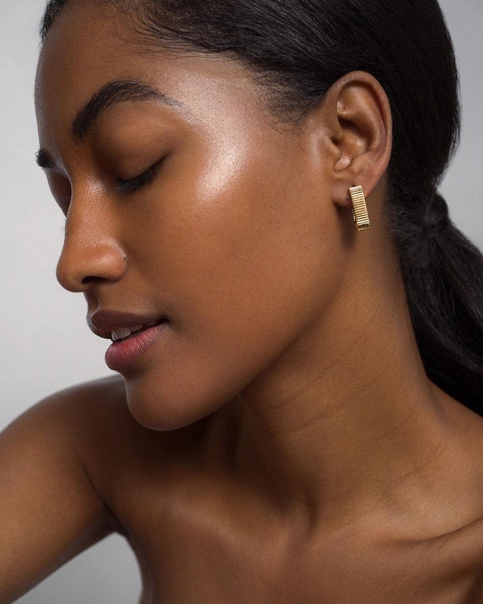 Elly Fluted Gold Hoops