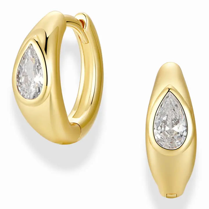 Tally Sculptural Pear Huggie Hoops