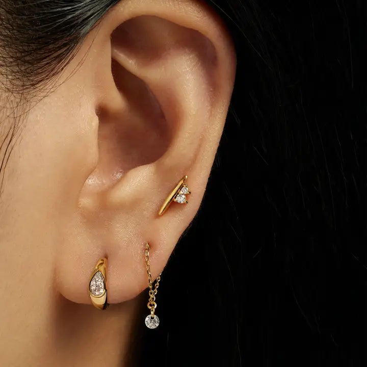 Tally Sculptural Pear Huggie Hoops