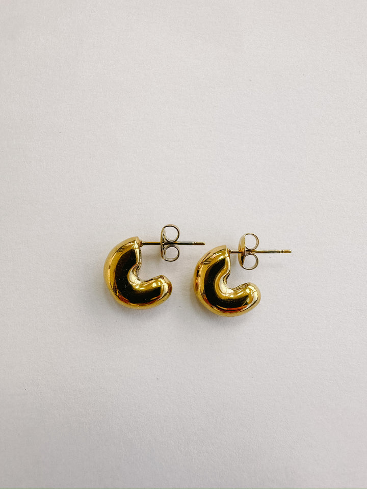 Vintage Paris Gold Mini Puff Hoops