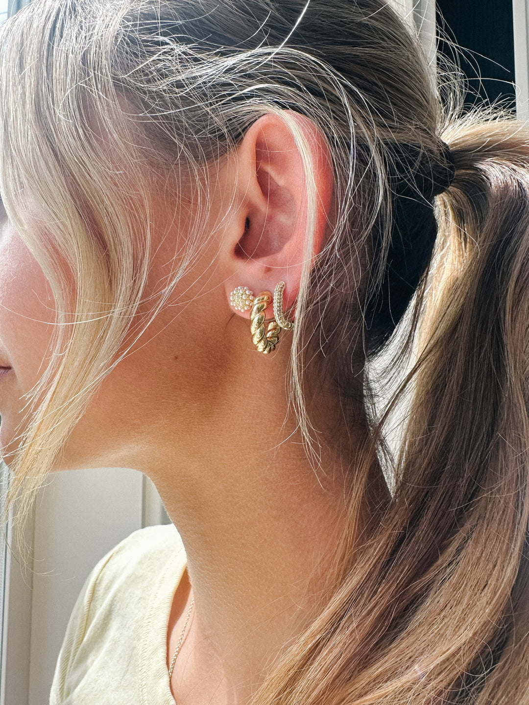 Pearl Gold Cluster Studs
