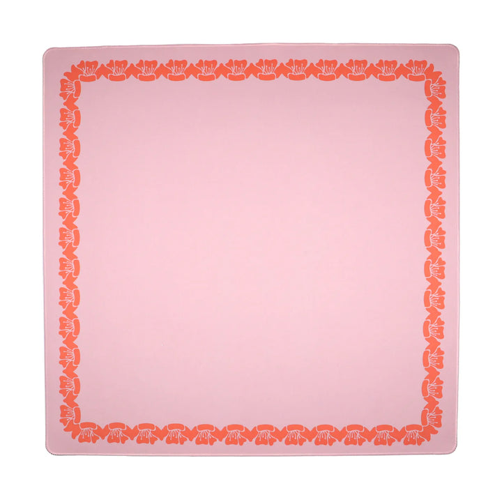 Pink and Coral Flower Border Mahjong Mat