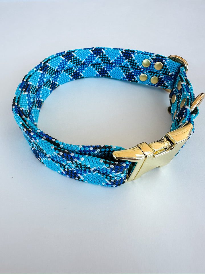 Dexter Large Dog Collar Blue Plaid