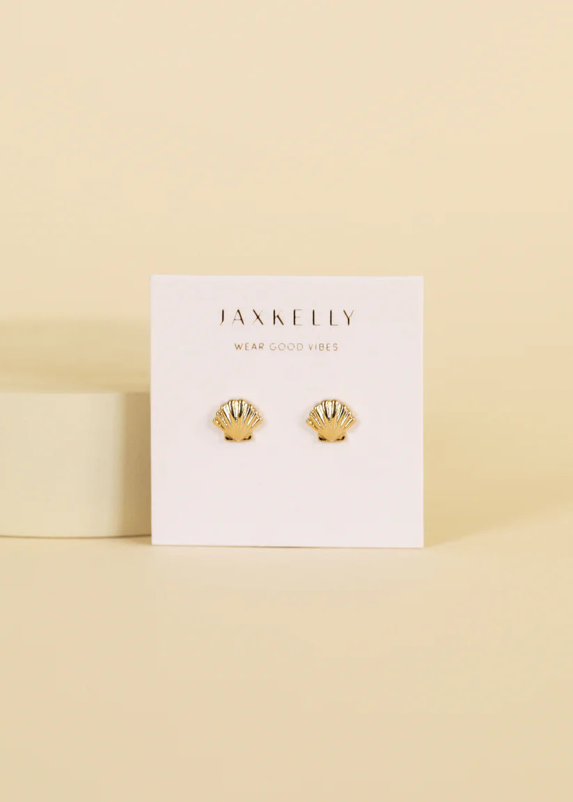 Gold Seashell Stud Earrings