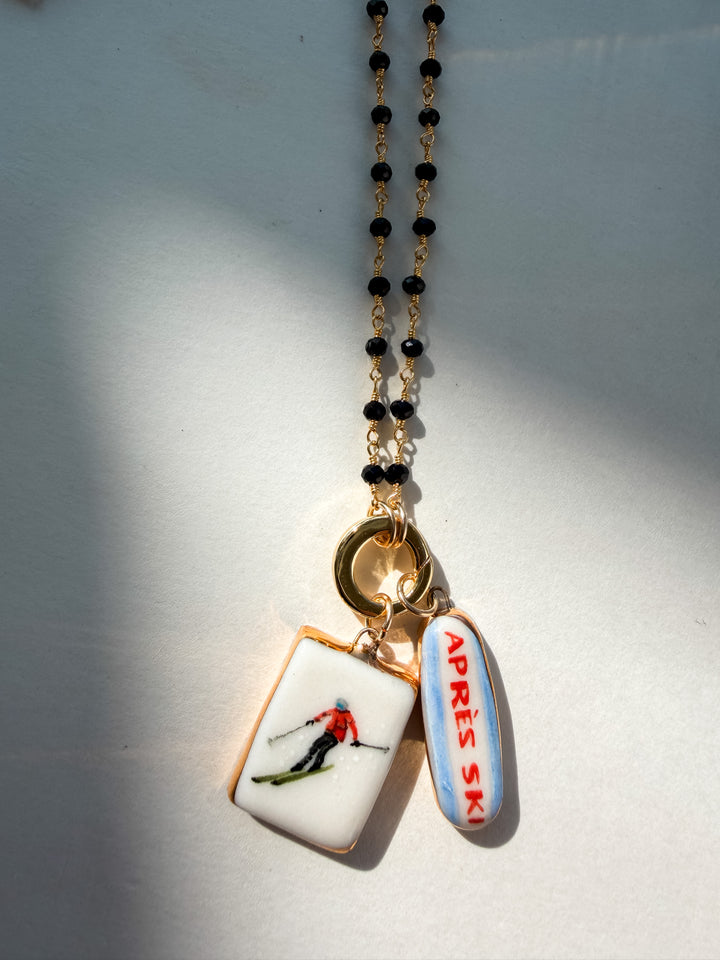 Skier — Hand-Painted Porcelain Charm