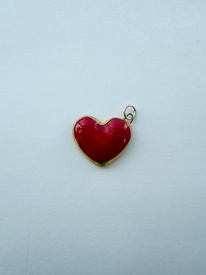 Large Heart Red — Hand-Painted Porcelain Charm