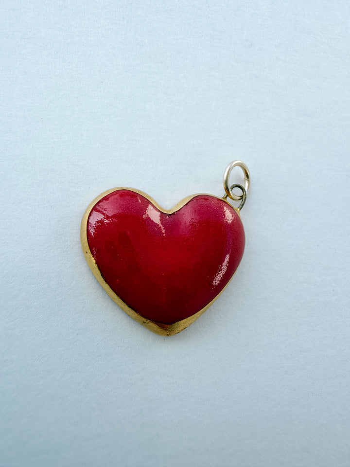 Large Heart Red — Hand-Painted Porcelain Charm