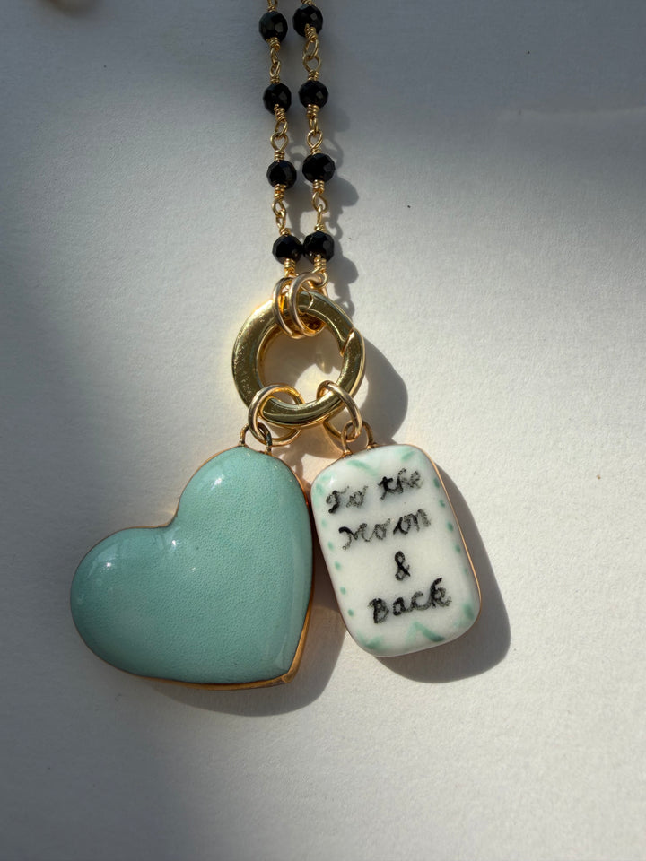 Large Heart Turquoise — Hand-Painted Porcelain Charm