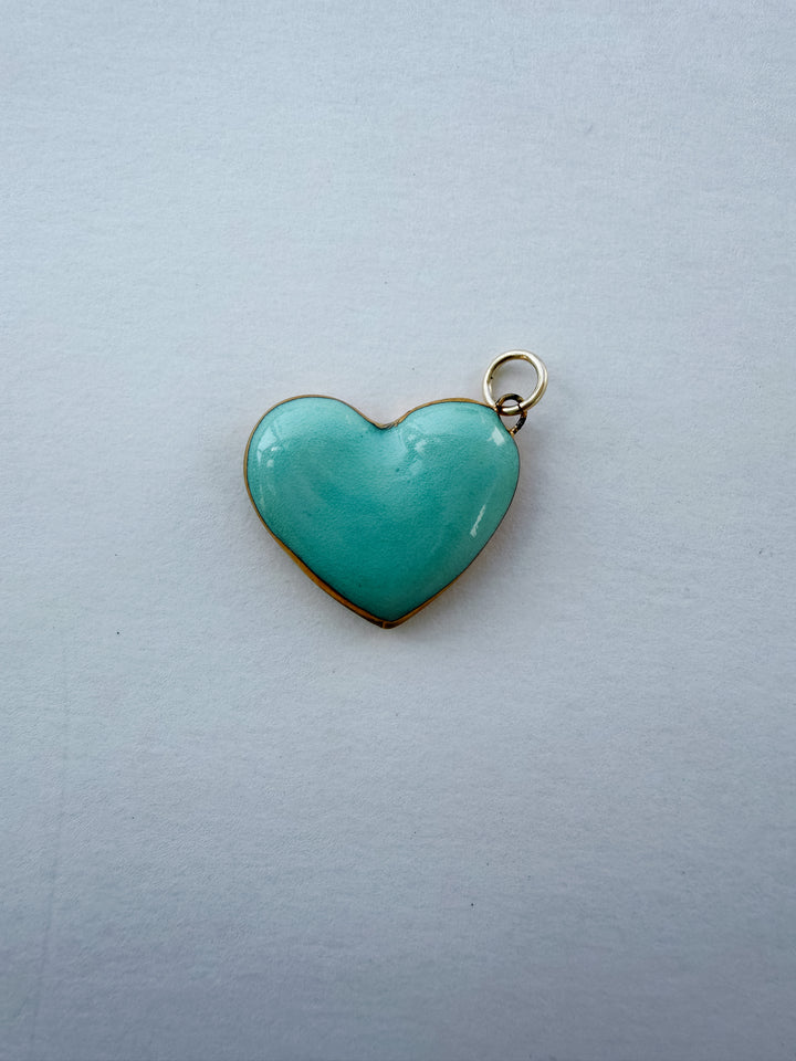 Large Heart Turquoise — Hand-Painted Porcelain Charm