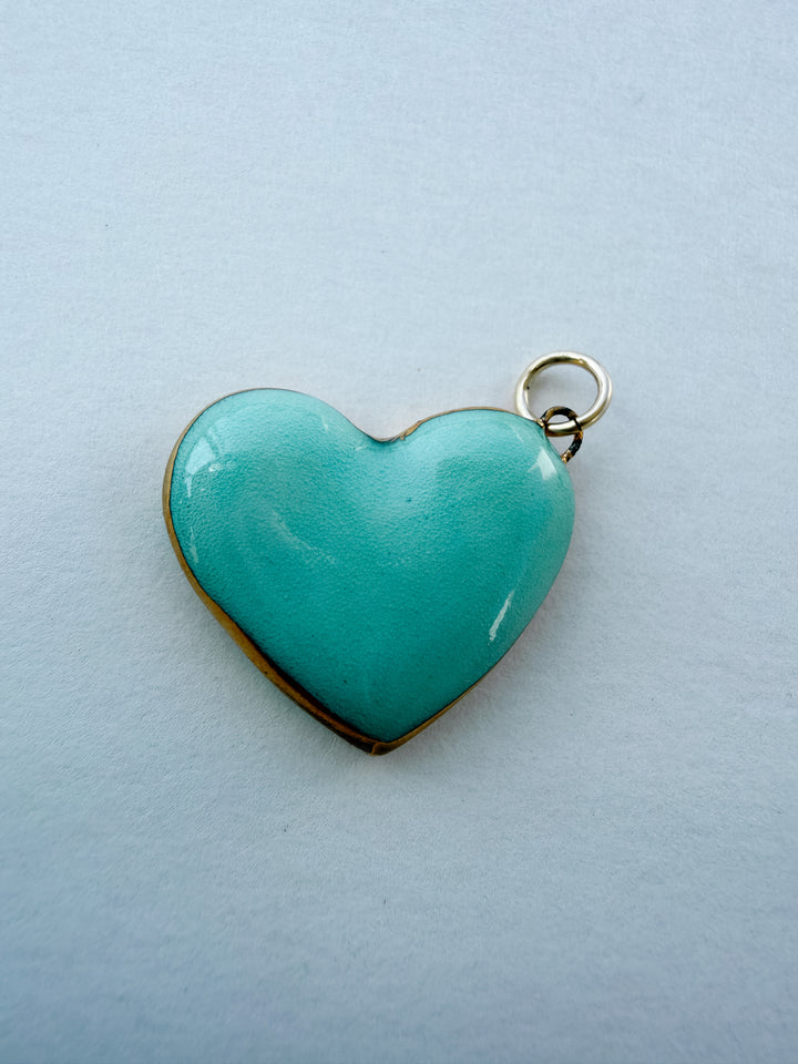 Large Heart Turquoise — Hand-Painted Porcelain Charm