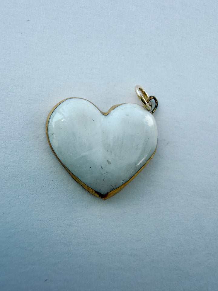Large Heart White — Hand-Painted Porcelain Charm