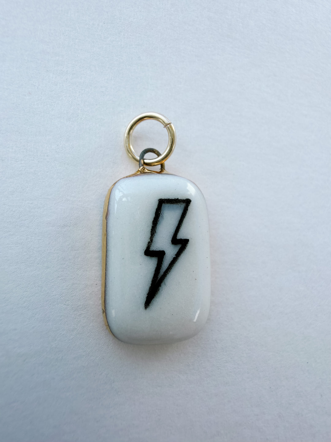 Lightning Bolt  — Hand-Painted Porcelain Charm