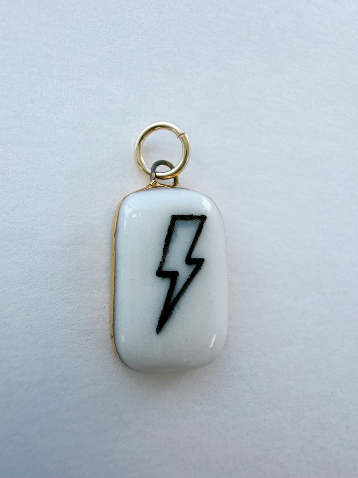 Lightning Bolt  — Hand-Painted Porcelain Charm