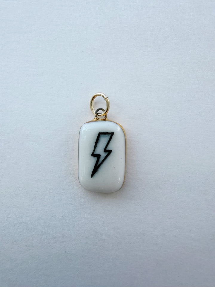 Lightning Bolt  — Hand-Painted Porcelain Charm