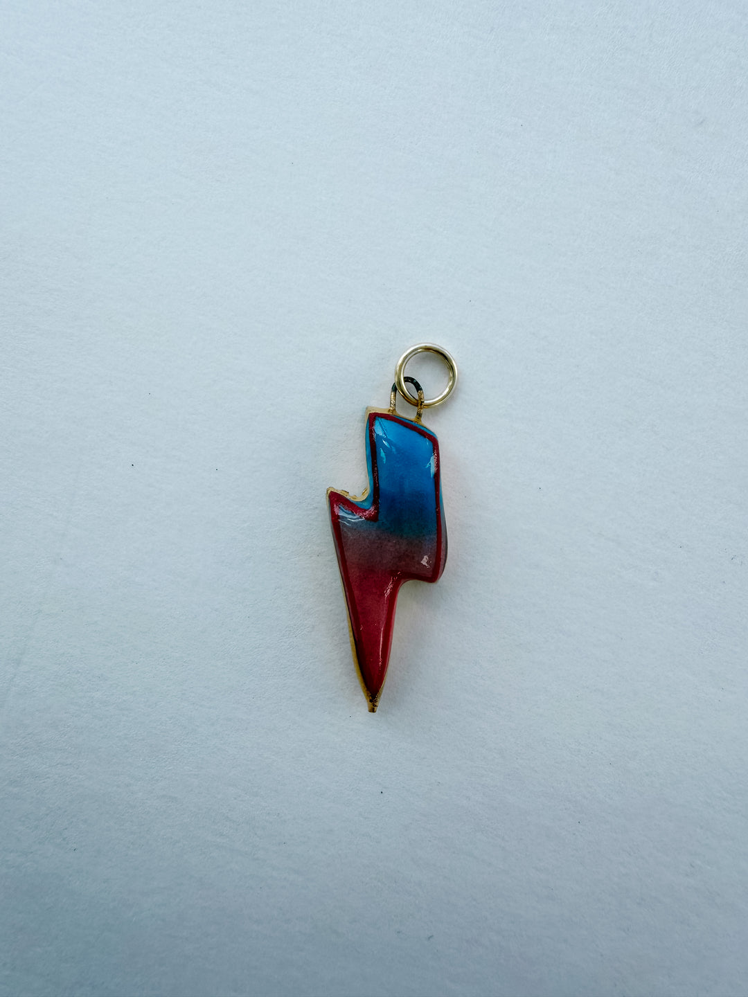 Lightning Bolt Blue/Red — Hand-Painted Porcelain Charm