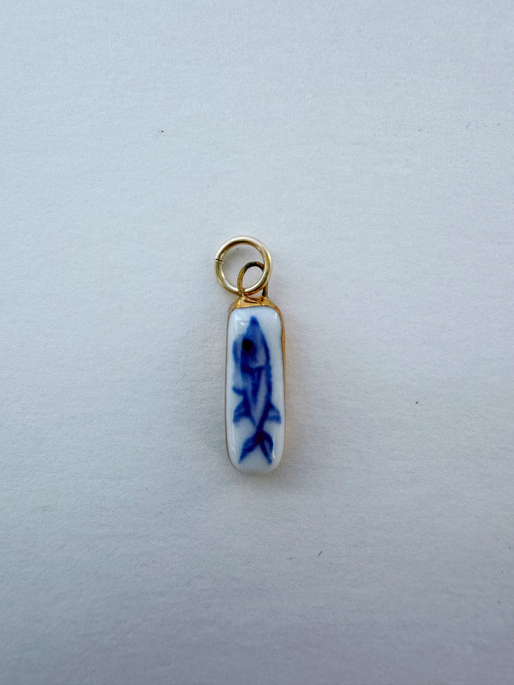 Lucky Blue Fish — Hand-Painted Porcelain Charm