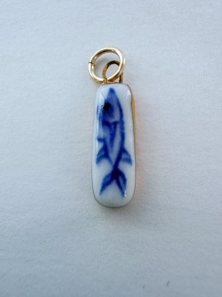 Lucky Blue Fish — Hand-Painted Porcelain Charm