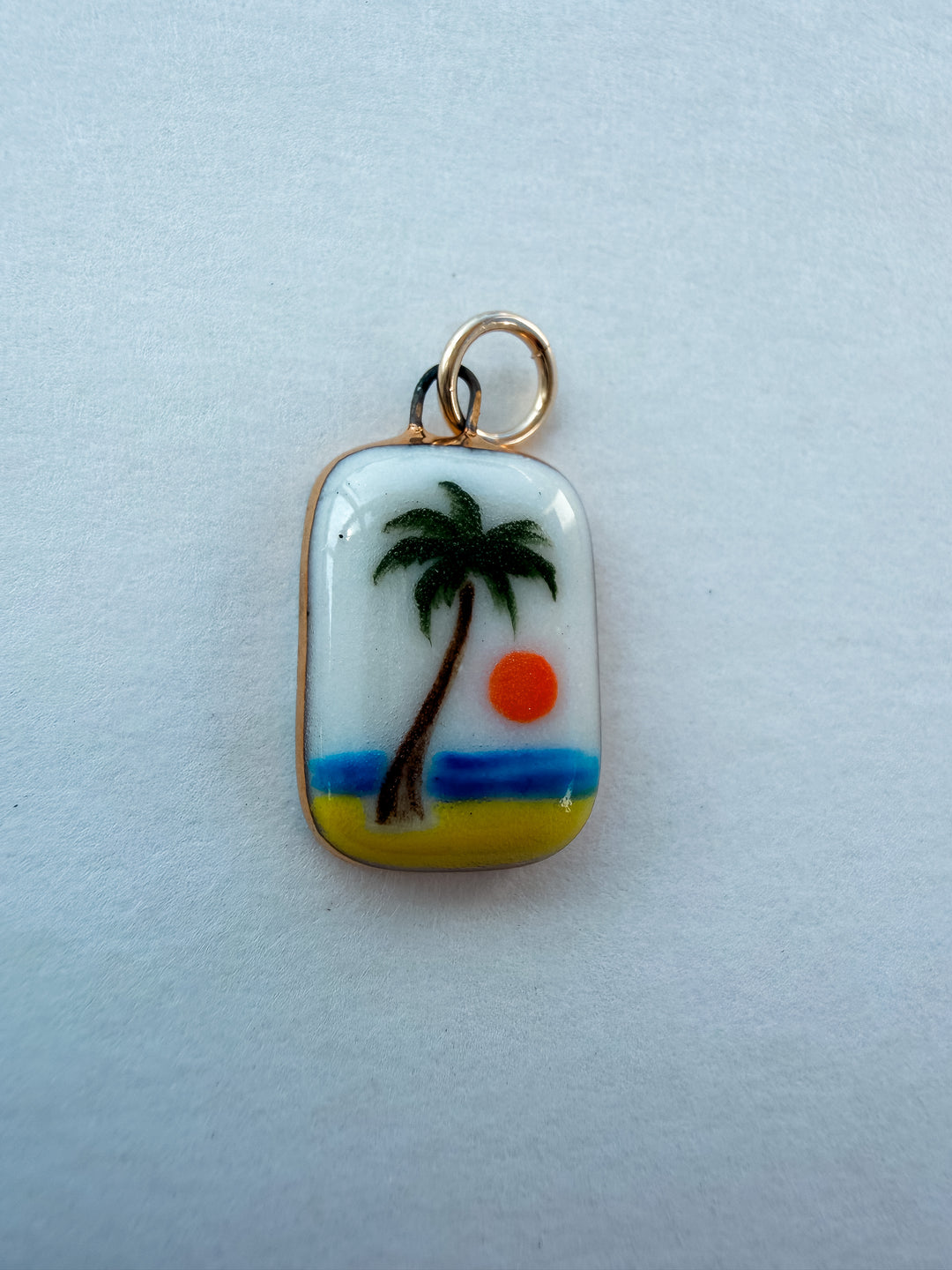 Palm Tree Sunset — Hand-Painted Porcelain Charm