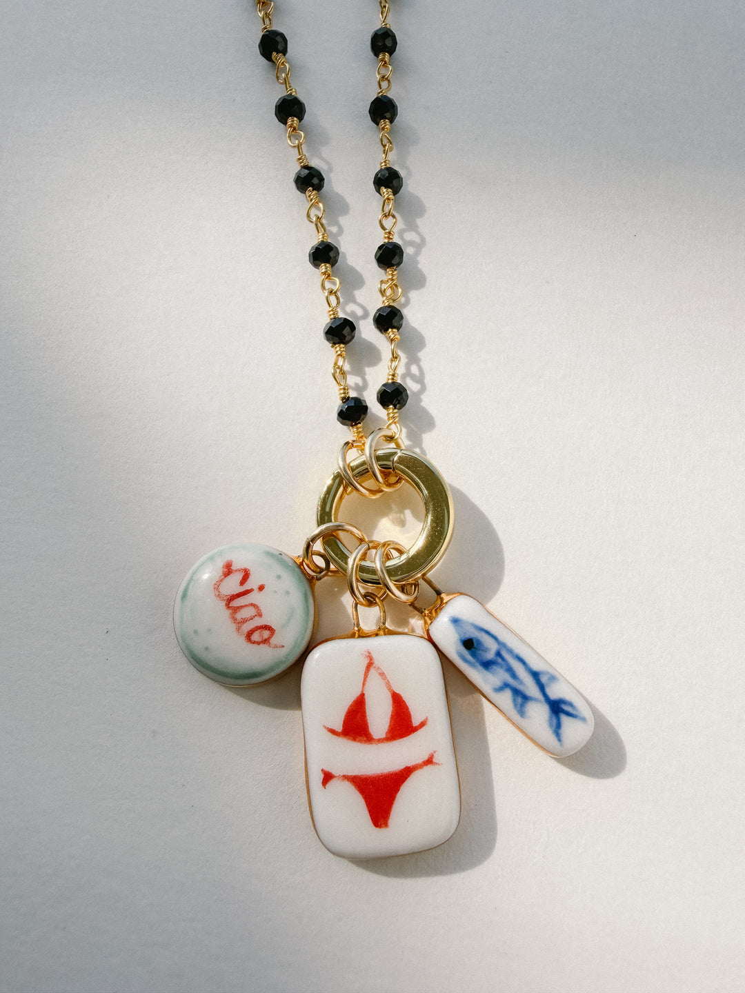 Red Bikini Charm — Hand-Painted Porcelain Charm