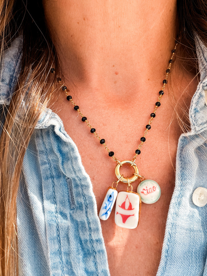 Red Bikini Charm — Hand-Painted Porcelain Charm