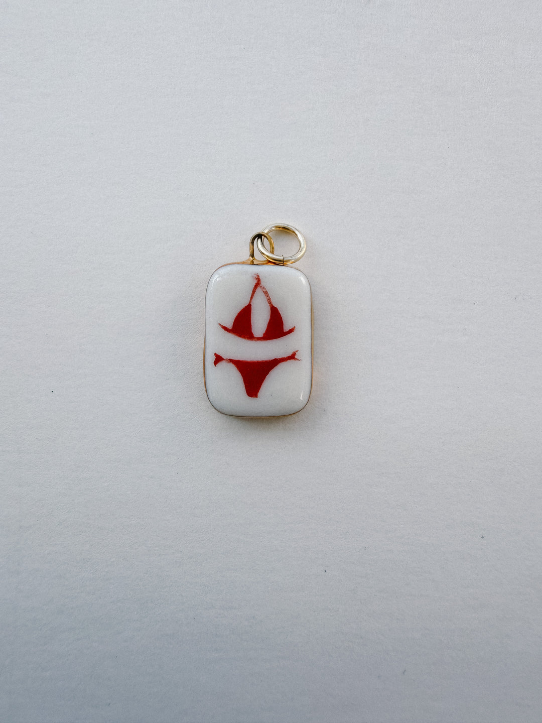 Red Bikini Charm — Hand-Painted Porcelain Charm
