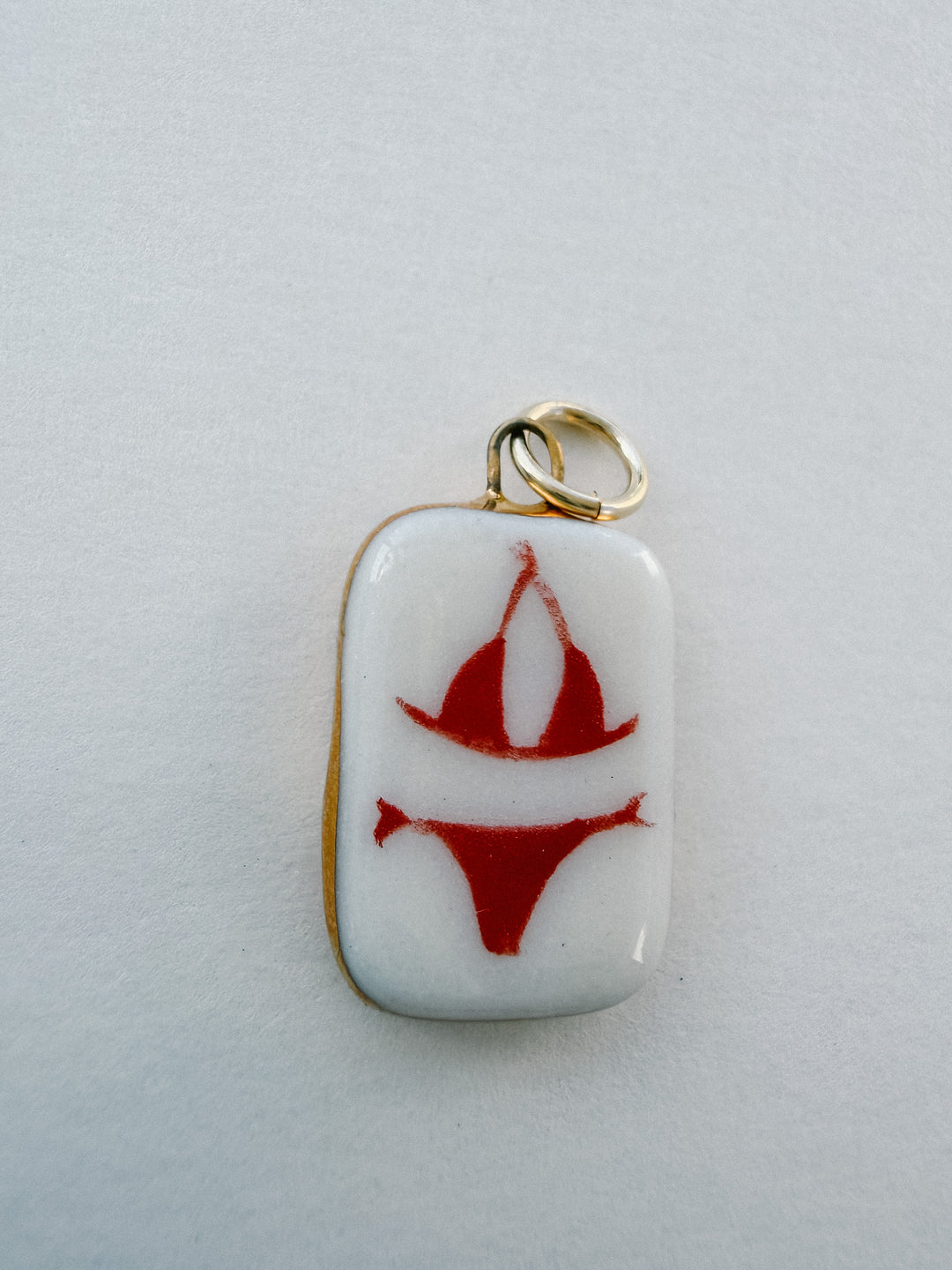 Red Bikini Charm — Hand-Painted Porcelain Charm