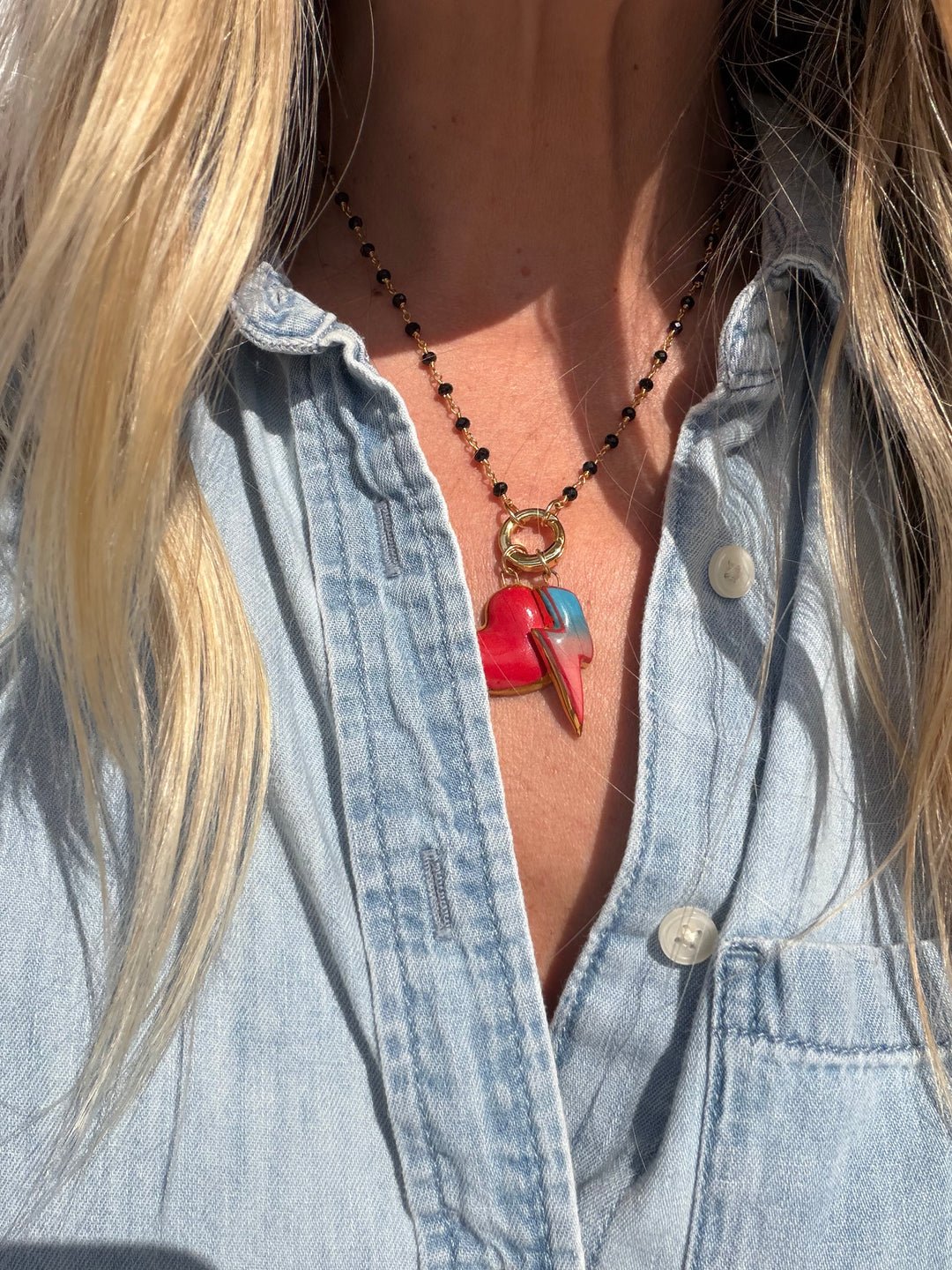 Large Heart Red — Hand-Painted Porcelain Charm
