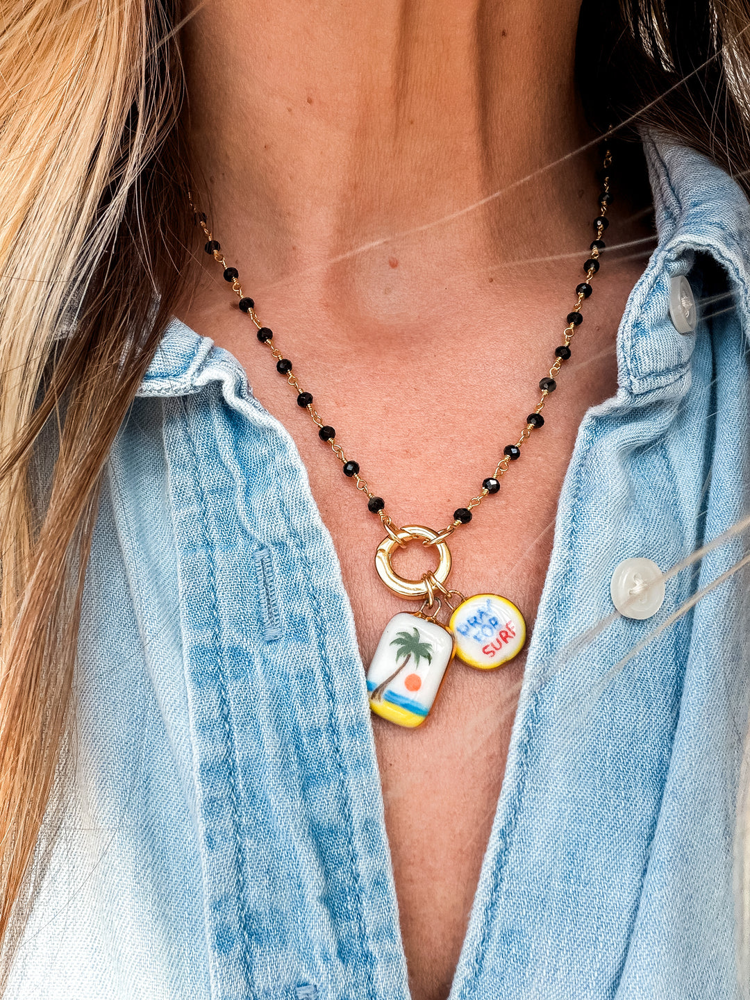 Pray for Surf — Hand-Painted Porcelain Charm