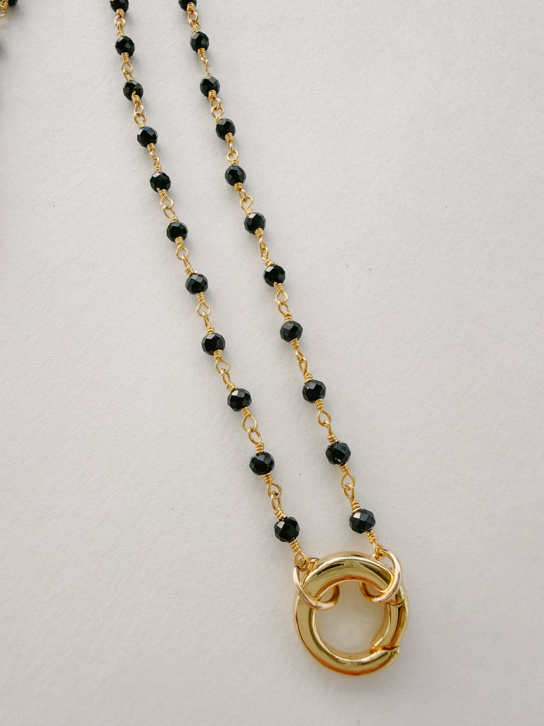15-17" Wire Wrap Charm Holder Necklace - Black Chalcedony