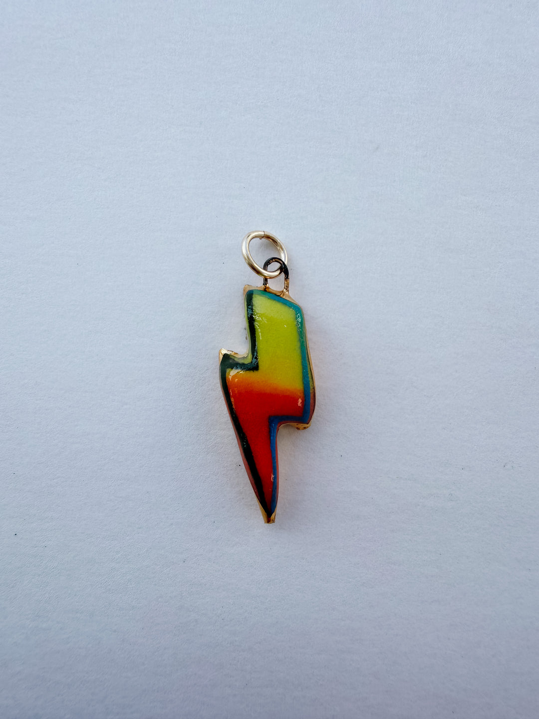 Lightning Bolt Yellow/Orange — Hand-Painted Porcelain Charm