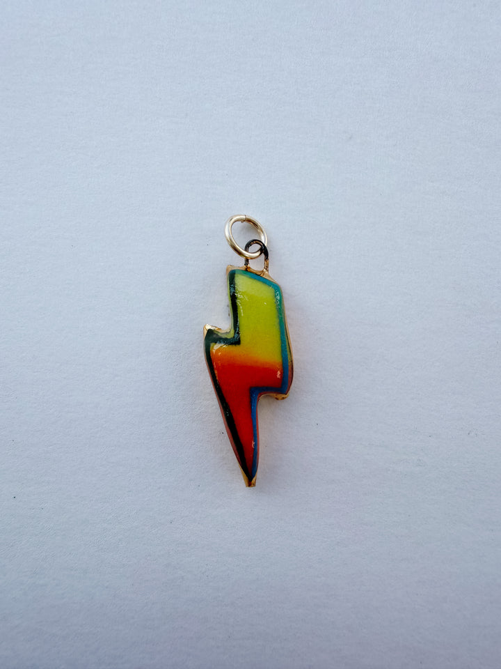 Lightning Bolt Yellow/Orange — Hand-Painted Porcelain Charm