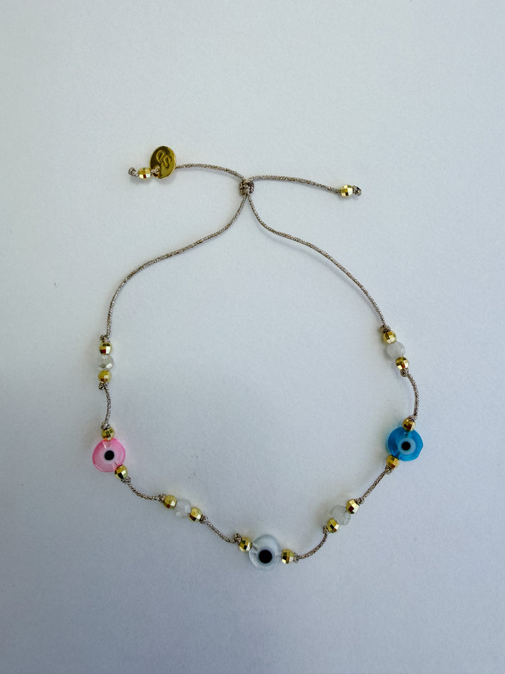 Greek Eye Mataki Bracelet - Pink, Blue, White