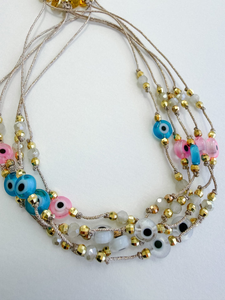 Greek Eye Mataki Bracelet - Pink, Blue, White