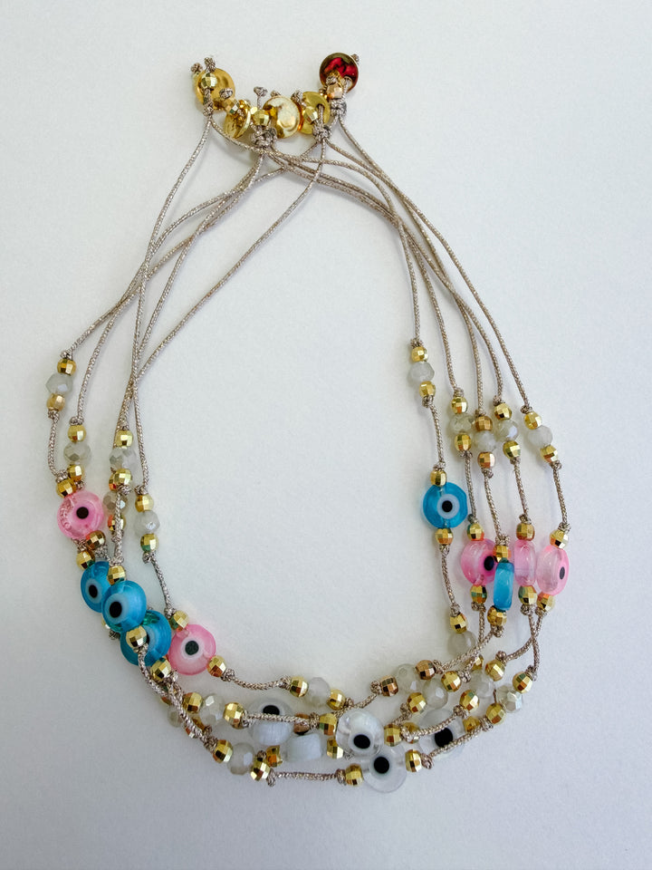 Greek Eye Mataki Bracelet - Pink, Blue, White