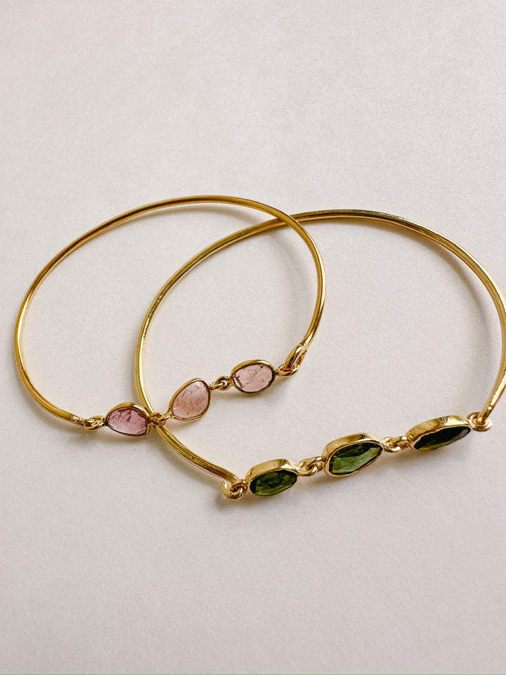 Tourmaline Gold Bangle - Green