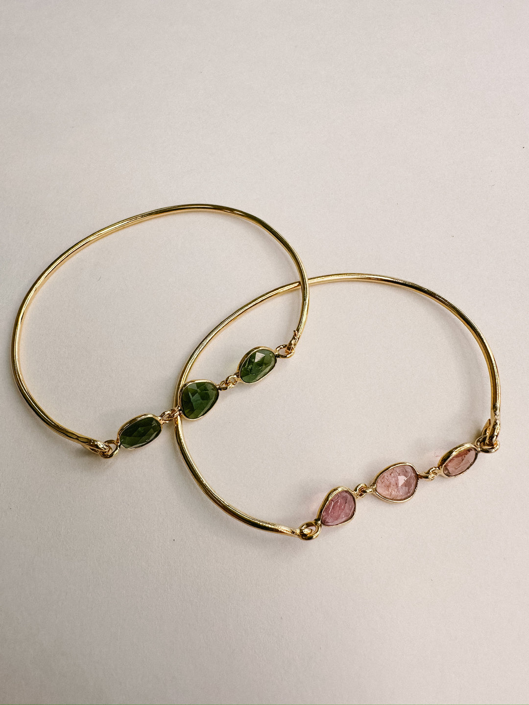 Tourmaline Gold Bangle - Pink