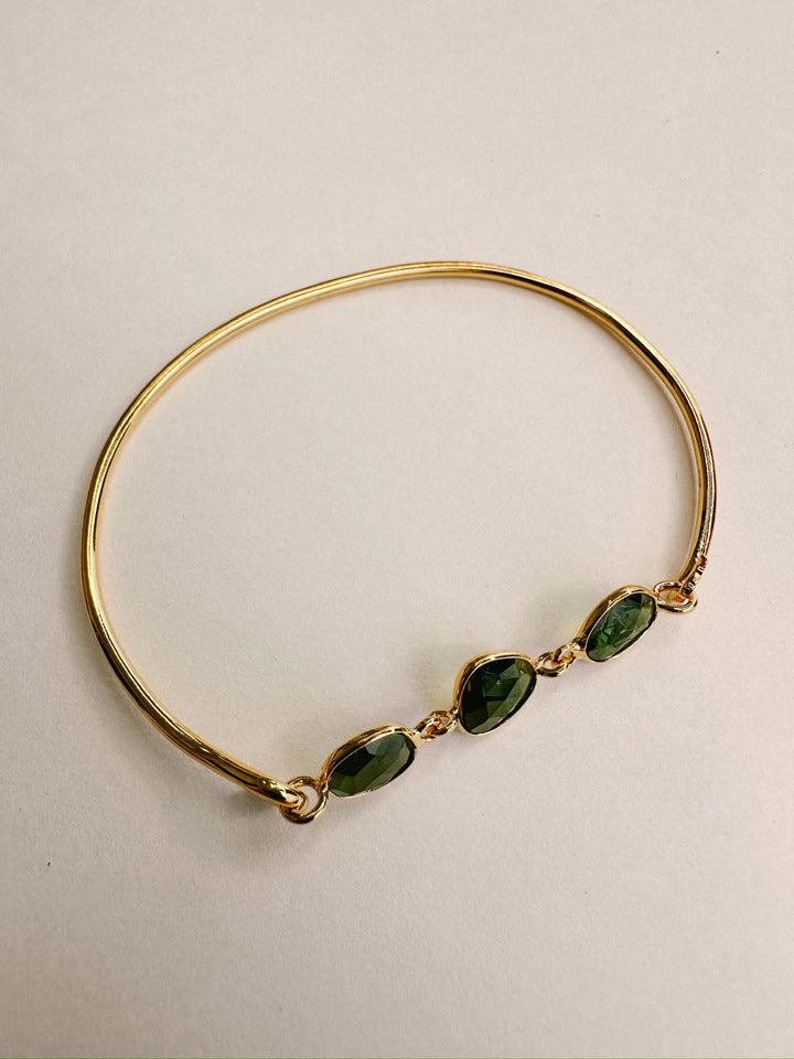 Tourmaline Gold Bangle - Green