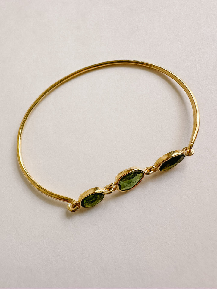 Tourmaline Gold Bangle - Green