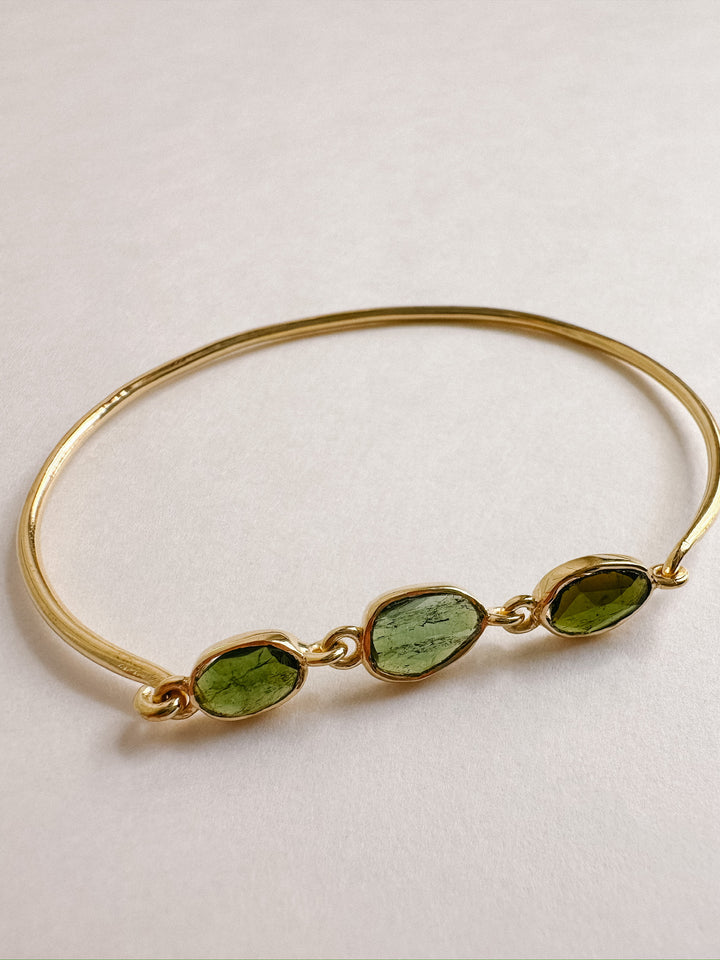 Tourmaline Gold Bangle - Green