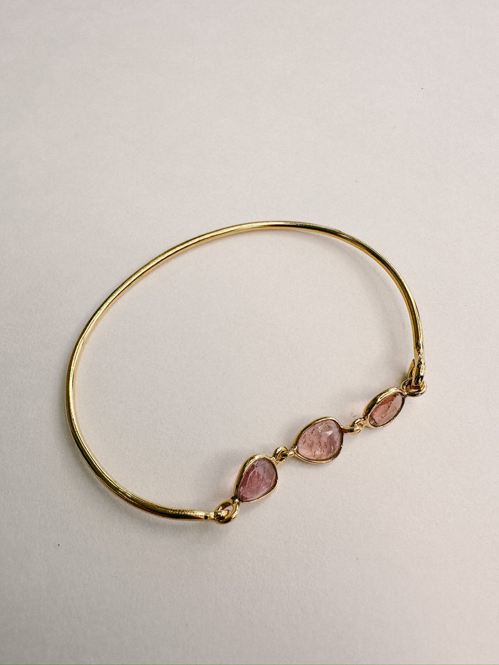 Tourmaline Gold Bangle - Pink