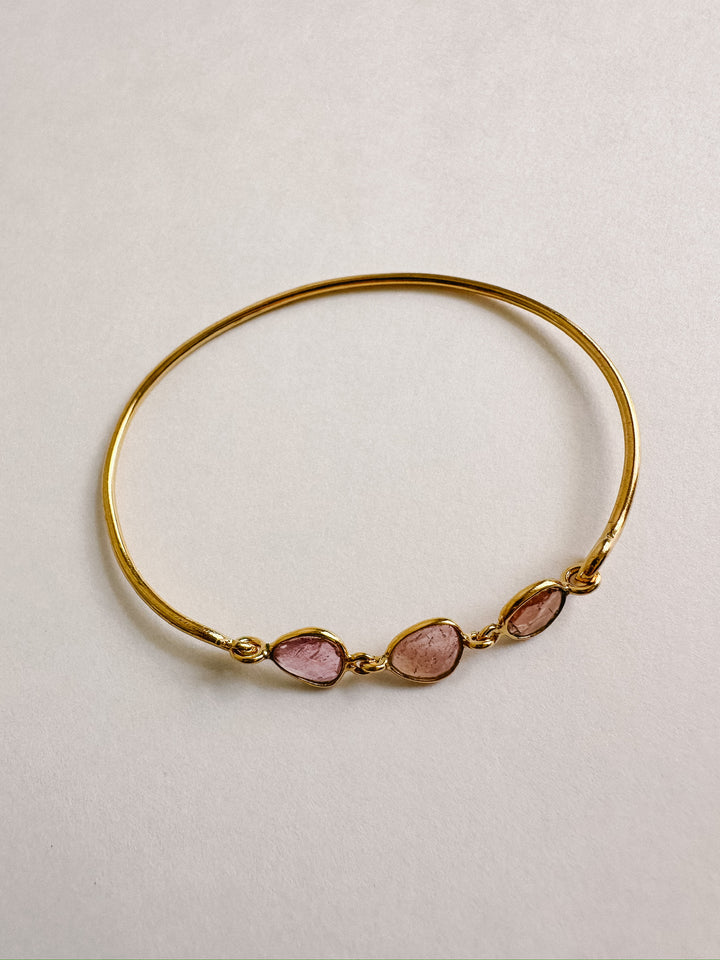 Tourmaline Gold Bangle - Pink